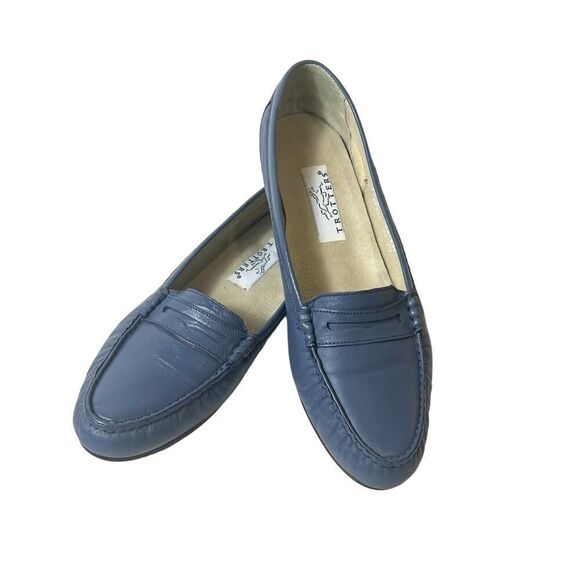 Trotters Flats Womens 11 N Blue Faux Leather Penny Loafer Comfort Casual Slip On - Picture 1 of 11